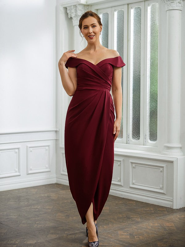 Leanna Sheath/Column Stretch Crepe Ruched Off-the-Shoulder Sleeveless Floor-Length Mother of the Bride Dresses DSP0020245