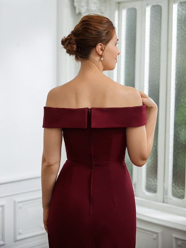 Leanna Sheath/Column Stretch Crepe Ruched Off-the-Shoulder Sleeveless Floor-Length Mother of the Bride Dresses DSP0020245
