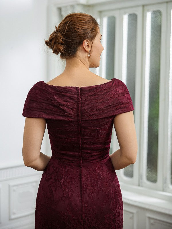 Marlie Sheath/Column Lace Ruched V-neck Short Sleeves Floor-Length Mother of the Bride Dresses DSP0020246