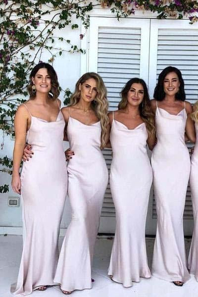 Mermaid Spaghetti Straps Simple Satin Sweetheart Cheap Bridesmaid Dresses RS365