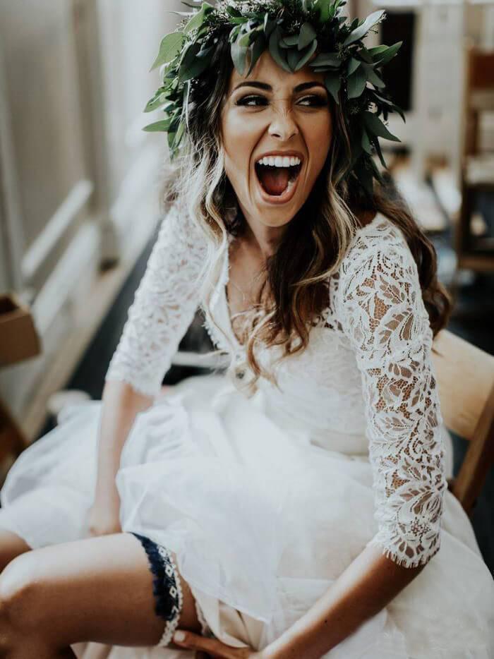 3/4 Sleeve Lace Ivory Chiffon Wedding Dresses Cheap Two Piece Beach Bridal Dresses RS813