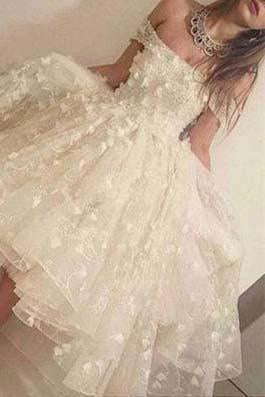 Off the shoulder Handmade Short Prom Dress Homecoming Dress RS705