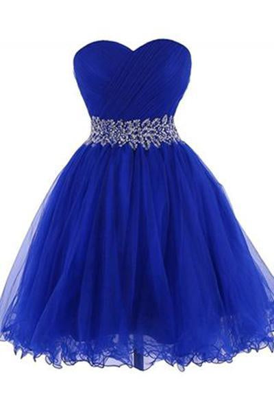 Modern Sweetheart Knee Length Royal Blue Homecoming Dress RS326